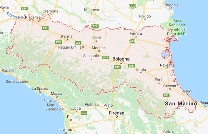 Emilia-Romagna-mappa Mappa Emilia Romagna